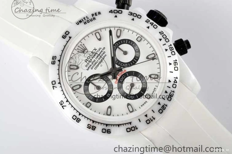1223 FashionForward Daytona White Ceramic 5GF Best Edition White Black Dial on White Rubber Strap A 2329